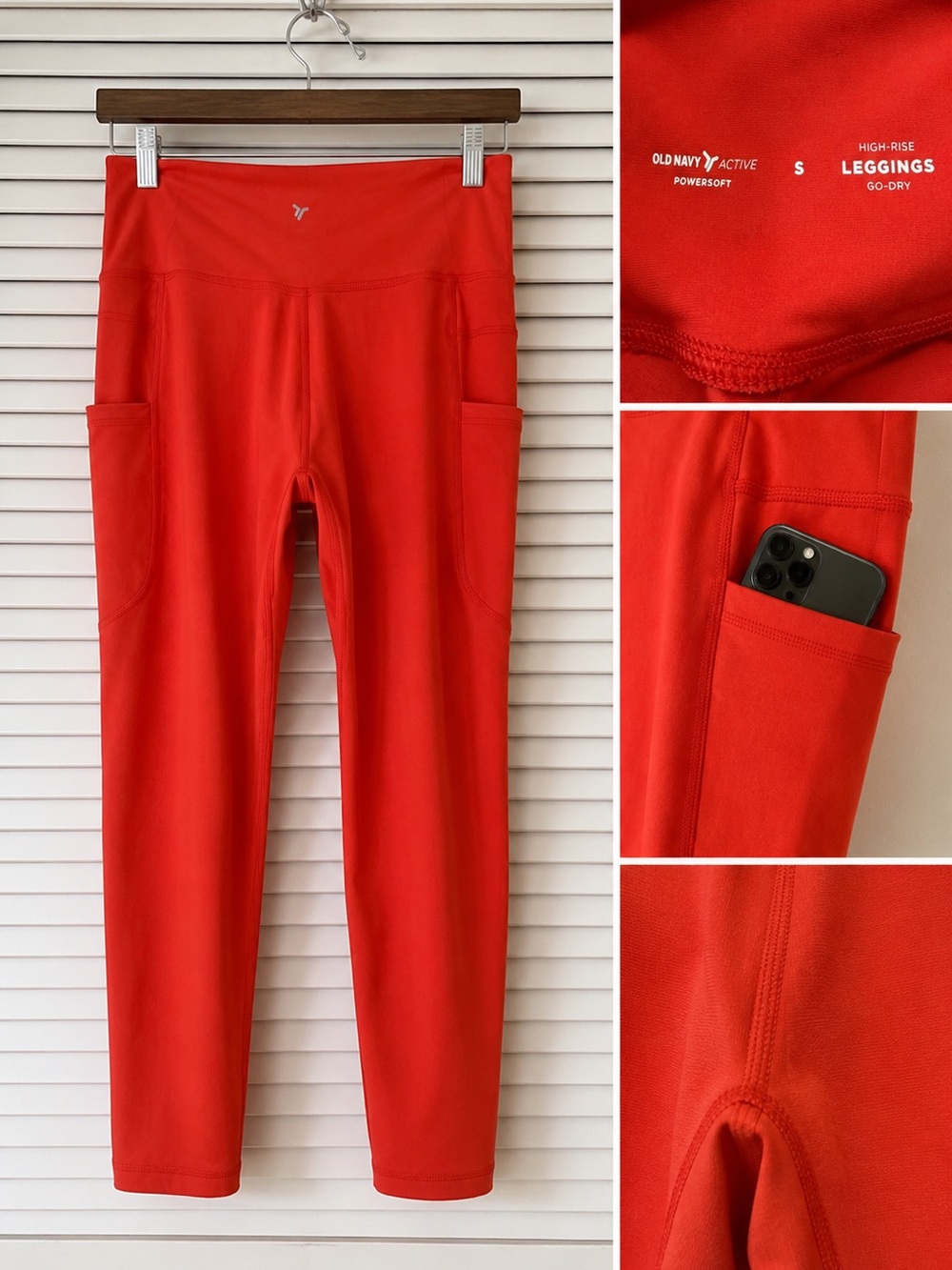 Old Navy Red High-Rise Leggings with Side Pockets